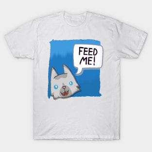 Feed Me! [Lynx Point Cat With A Blue Background] T-Shirt